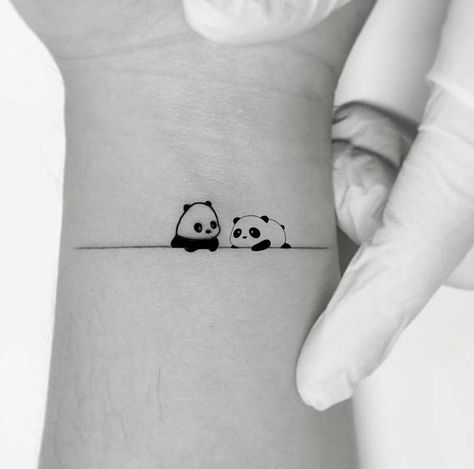 Little Panda Tattoo, Panda Mehndi Design, Tato Panda, Sillouttes Tattoos, Panda Tatoos, Cute Panda Tattoo, Tattoo Panda, Miniature Tattoos, Simple Tattoos For Women