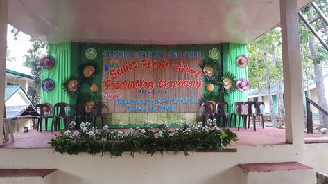 Filipiniana stage decoration during Graduation Stage Decoration Graduation, Stage Decorations For Graduation Ceremony, Stage Design For Graduation, Stage Decor For Graduation, Stage Decorations Graduation, Stage Graduation Decoration, Graduation Stage Decorations Flowers, Stage Decoration For Graduation, Stage Decorations For Graduation