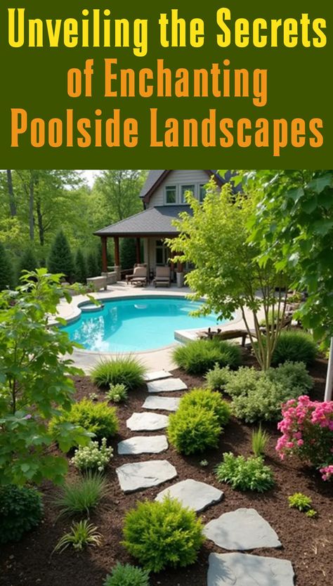 Discover 17 beautiful landscaping ideas perfect for enhancing your swimming pool area and enjoyment of outdoor living. Landscaping Around In Ground Pool, Landscaping Around Rectangle Pool, Pool Border Landscaping, Landscaping Around Inground Pool, Poolside Landscape Ideas, Pool Area Landscaping, Poolside Landscaping, Country Pool Landscaping, Full Sun Landscaping