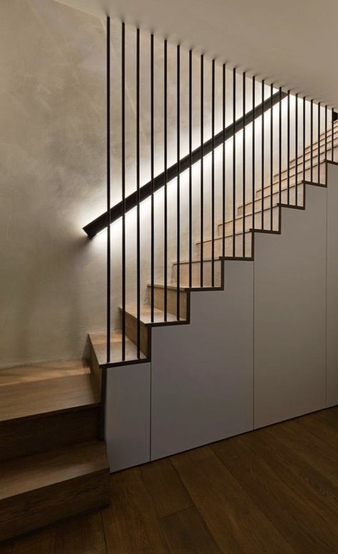 تحت الدرج, Staircase Interior Design, Staircase Design Modern, Staircase Railing Design, Stairs Design Interior, House Staircase, Desain Pantry, Staircase Storage, Stair Railing Design