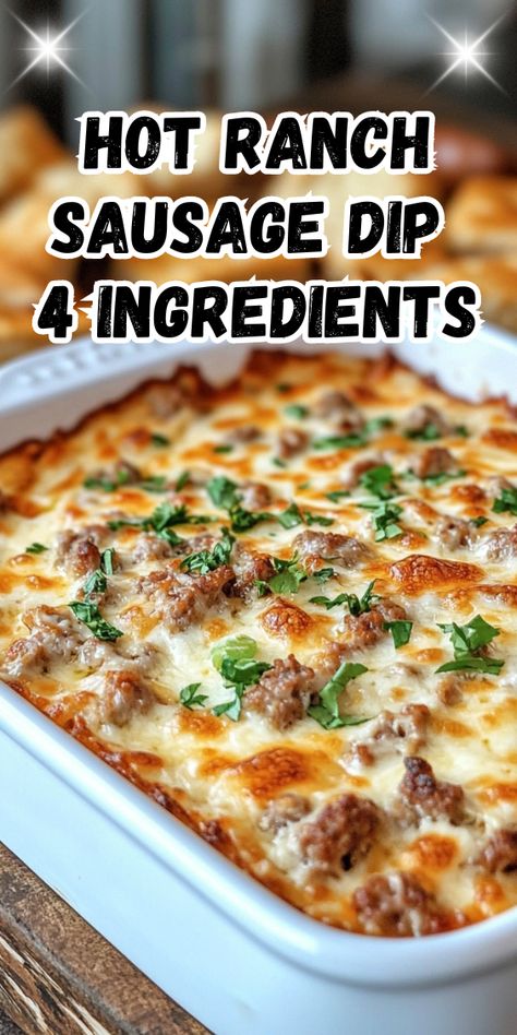 Dip With Breakfast Sausage, Hot Ranch Sausage Dip, Hot Sausage Dip Recipes, Hot Sausage Dip Crockpot, Sausage Dips And Appetizers, Appetizer Recipes For Crockpot, Hot Sausage Cheese Dip, Ground Sausage Dip, Dips With Sausage