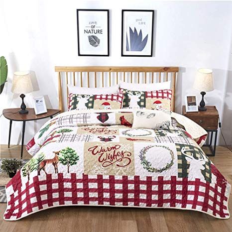 Amazon.com: Christmas Quilt Set, Christmas Santa Tree Snowman Pattern Printed Bedding Quilted Bedspread Set Coverlet for Kids Teens Adults, Soft Microfiber Solid Bedspread Coverlet for All Seasons Twin Size: Home & Kitchen Bed Quilts, Christmas Bedding Set, Tree Snowman, Christmas Bedding, Patterned Bedding, Christmas Decorations Bedroom, Christmas Bedroom, Quilted Bedspreads, Bed Sets