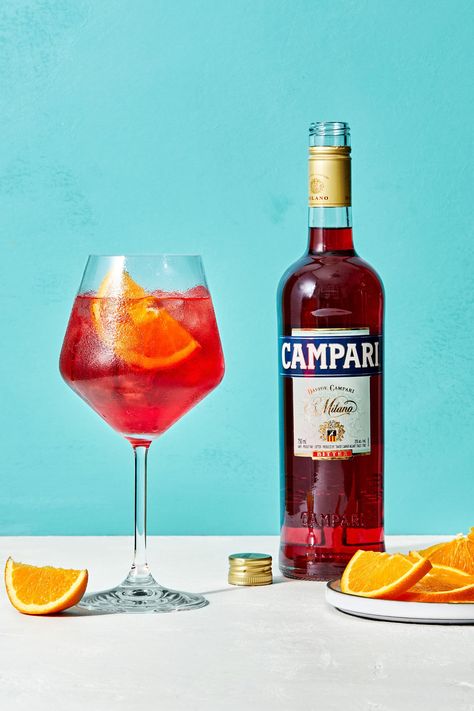 Campari Spritz Recipe, Campari Drinks Cocktails, Bitter Campari Poster, Campari And Orange Juice, Campari Spritz, Campari Drinks, Campari Cocktail, Campari Soda, Campari And Soda