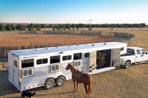 Horse trailer Horse Truck, Cattle Trailers, Horse Float, Horse Transport, Horse Trailer Living Quarters, Horse Costume, Funny Horse Videos, Livestock Trailers, Stock Trailer