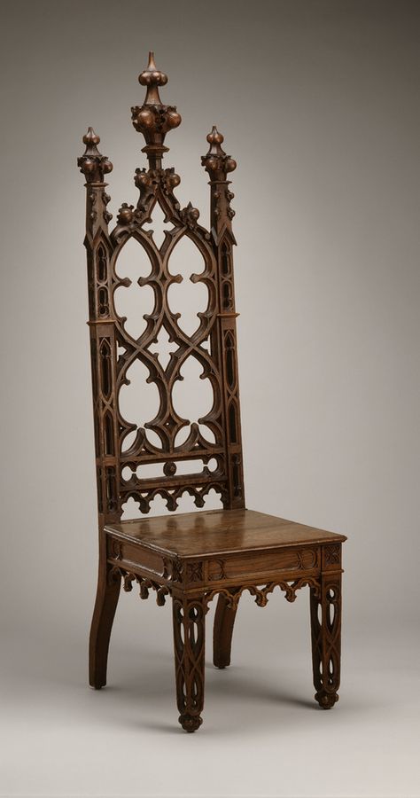 Gothic Chair Sketch, Medieval Throne, Medieval Chair, Gothic Revival Furniture, Gothic Chair, Bus Stop Design, Fancy Chair, Hall Chair, Medieval Furniture