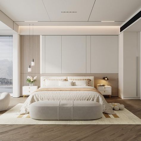 Monotone Bedroom, Bedroom Interior Design Modern Master, Modern Bedroom Design Minimalist, Modern Bedroom Wardrobe Ideas, Bedroom Ideas Minimalist, Modern Bedroom Wardrobe, Bedroom Wardrobe Ideas, Fall Bedroom Ideas, Bedroom Inspiration Cozy