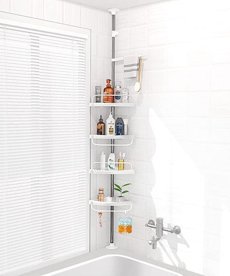 Amazon.com: ADOVEL 4 Layer Corner Shower Caddy, Adjustable Shower Shelf, Constant Tension Stainless Steel Pole Organizer, Rustproof 3.3 to 9.8ft : Home & Kitchen Design Interior Baie, Corner Shower Caddy, Shower Rack, Shower Box, Shower Shelf, Shower Storage, Shower Organization, Shower Basket, Shower Shelves