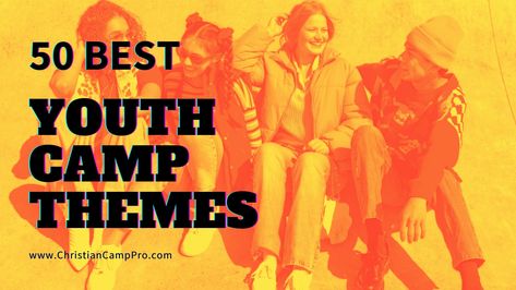 Are you looking for the best youth camp theme ideas for your next camp? With this list of the 50 best youth camp themes you're sure to fine the perfect one! Christian Camp Themes, Camp Flag Ideas, Youth Camp Ideas, Girls Camp Themes Lds, Youth Conference Ideas, Christian Retreat Themes, Camp Theme Ideas, Camp Vbs, Camp Director