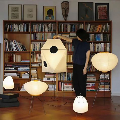 Asano Paper Lamp, Rice Paper Lamp Bedroom, Japanese Floor Lamp, Akari Noguchi, Yorkshire House, Rice Paper Lantern, Round Floor Lamp, Noguchi Akari, Rice Paper Lamp