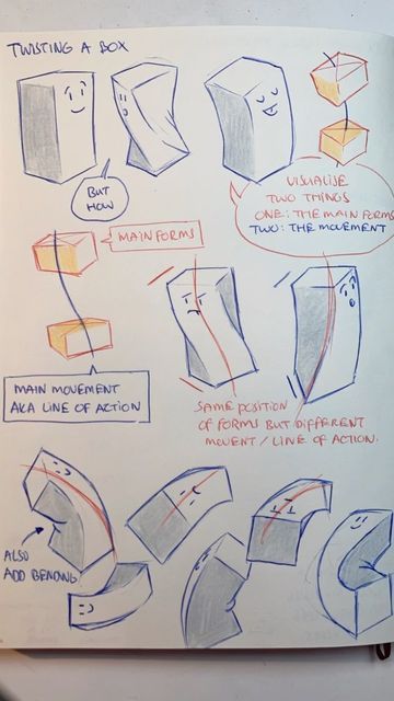 Construction Lines Drawing, Drawing Boxes In Perspective, Drawing Perspective Tutorials, Boxes Perspective, Box Method Drawing, Basic Forms Drawing, Perspective Boxes, Box Perspective, Boxes Drawing