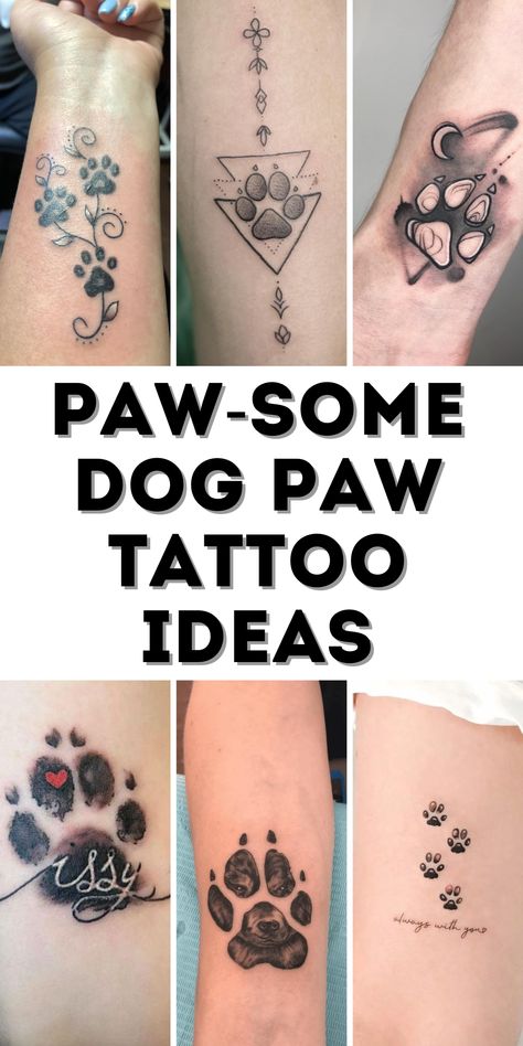 Paw-some Dog Paw Tattoo Ideas: A Heartfelt Collection for Dog Lovers My Dog Paw Print Tattoo, Cat And Dog Tattoo Paw Prints, Actual Dog Paw Print Tattoo, Dog Nose And Paw Print Tattoo, Meaningful Animal Tattoos For Women, Dog Paw With Heart Tattoo, Traditional Dog Paw Tattoo, Animal Lovers Tattoos, Paw Print Tattoo On Ankle