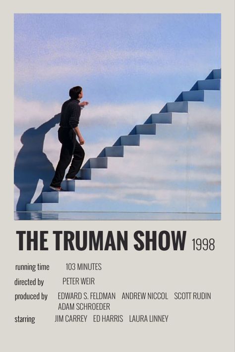 the truman show polaroid poster by summersorrows Peter Weir, The Truman Show, Film Posters Minimalist, I Love Cinema, Movie Poster Wall, Movie Posters Minimalist, Jim Carrey, Reality Tv Shows, Movie List