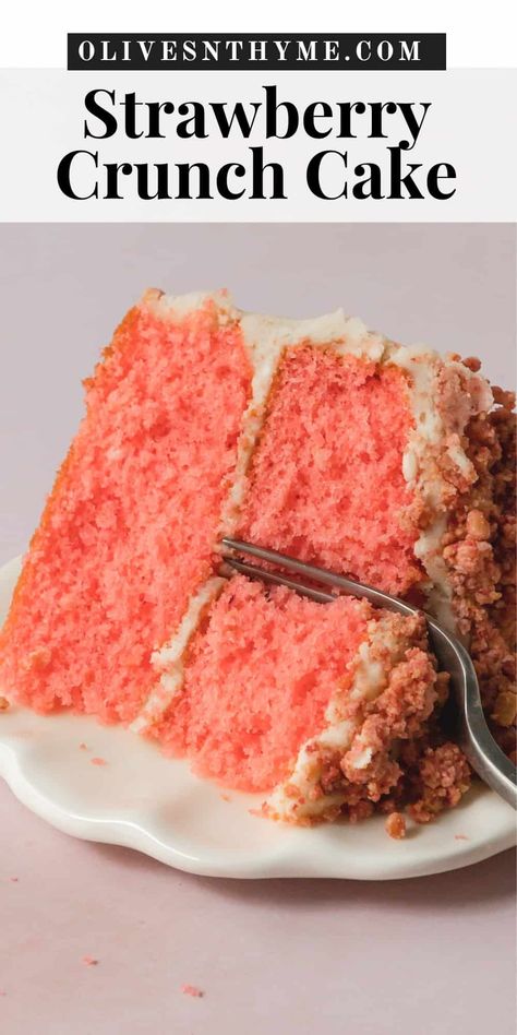 Strawberry Crunch Cake Recipe Strawberry Crunch Shortcake Recipe, Strawberries Crunch Cake, Vanilla Crunch Cake, Strawberry Crunch Cakes, Sheet Cake Using Box Cake, Homemade Strawberry Crunch Cake, Strawberry Crunch Cake Easy, Frozen Strawberry Crunch Cake, Strawberry Cake From Box Recipe