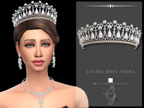 Lovers Knot Tiara | Patreon Sims 4 Wedding Dress, Lovers Knot Tiara, Lovers Knot, Sims 4 Decades Challenge, Sims 4 Tsr, Royal Clothes, Sims 4 Cas Mods, Sims 4 Game Mods, Royal Clothing