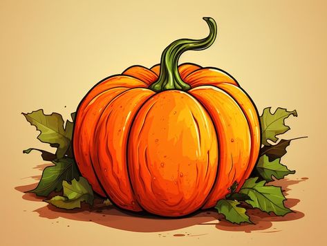 Photo beautiful illustration of vibrant ... | Premium Photo #Freepik #photo Vegetable Drawing, Painting Pumpkin, Pumpkin Pictures, Pumpkin Photos, Beautiful Illustration, Fall Printables, Paper Flower Wall, Photo Beautiful, Drawing Skills