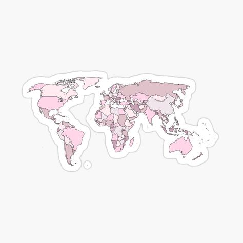 Pink World Aesthetic, Pastel Pink Stickers, Aesthetic World Map, Pink World Map, Aesthetic World, World Map Sticker, Pink Stickers, Map Sticker, My Little Pony Princess