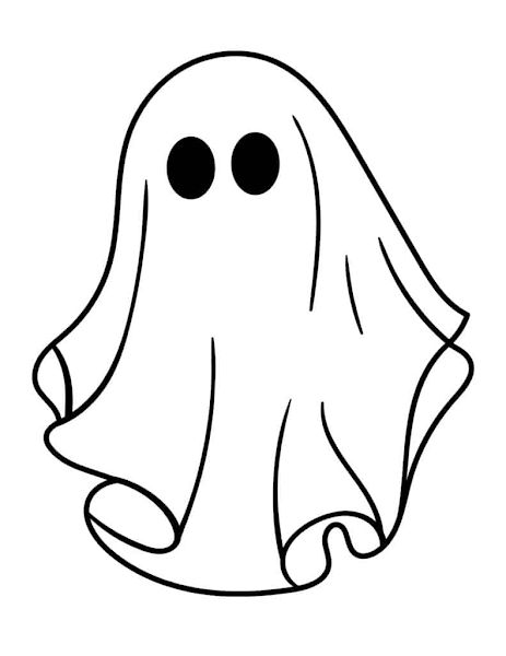 Ghost Outline Drawing, Basic Ghost Drawing, Basic Cartoon Drawing, Ghost Sillouhette, Cool Ghost Drawing, Ghost Print Out, Cute Ghost Design, How To Draw A Ghost Easy, Basic Art Drawings