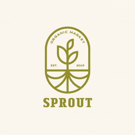 Sprout with roots modern line, emblem lo... | Premium Vector #Freepik #vector #logo Orchard Logo, Creative Line Art, Emblem Logo Design, Market Branding, Roots Logo, Nature Logo Design, Flora Pattern, Organic Market, Mountain Logo