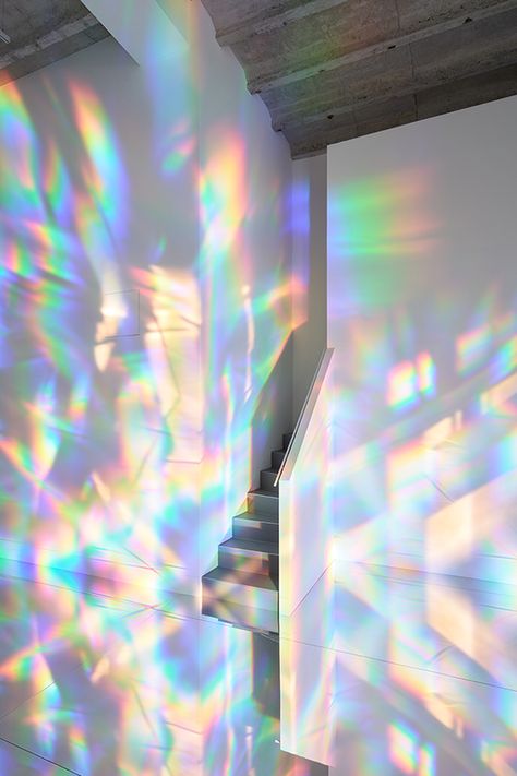 Kimsooja Official Website Light Refraction Aesthetic, Rainbow Prism Photography, Prism Installation, Pragmatic Utopia, Prismatic Art, Speculative Architecture, Iridescent Aesthetic, Where To Buy Crystals, Light Prism