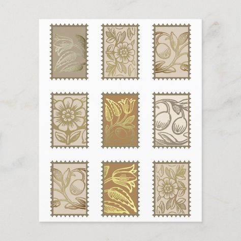 Faux Postage Stamps, 2023 Journal, Floral Journal, Mail Stamp, Journal Ephemera, Vintage Postage Stamps, Vintage Postage, Vintage Junk, Cozy Room Decor