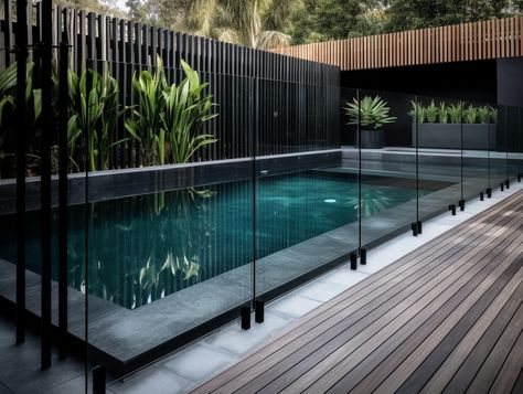 Pool Fence Ideas: Uncover the Best Designs for a Safe and Stylish Oasis. Explore Now Pools With Fences Around Them, Gated Pool Backyards, Pool Safety Fence Ideas, Pool Fences And Gates, Pool Fence Ideas Inground, Modern Pool Fence, Pool Privacy Ideas, Pool Fencing Ideas, Pool Fencing Landscaping