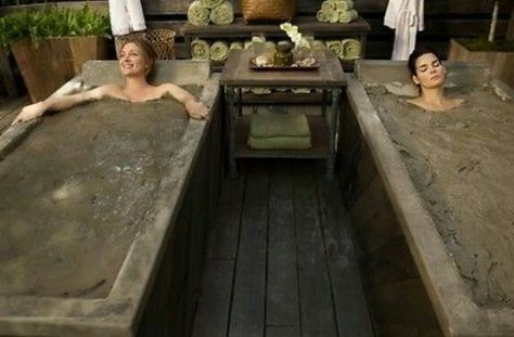 Mud bath Mud Resort, Mud Bath Spa, Mud Mask Aesthetic, Bamboo And Mud House, Mud Bath, Russian Sauna Banya, Bath Spa, Spa Room, Wellness Spa