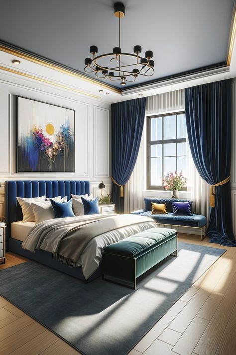 Curtains For Blue Walls Bedroom, Navy Sheer Curtains, Navy Velvet Curtains Bedroom, Navy Blue Curtains Bedroom Ideas, Navy Blue Curtains Bedroom, Blue Velvet Curtains Living Room, Blue Velvet Curtains Bedroom, Bedroom Blue Curtains, Navy Curtains Bedroom