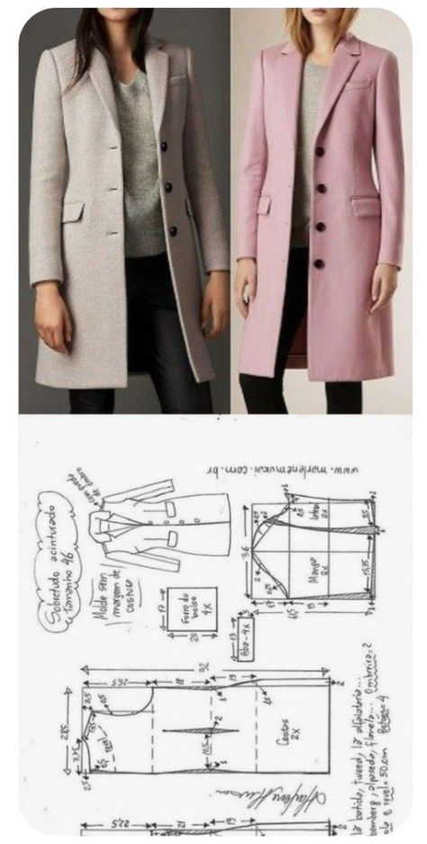 Girls Clothes Sewing, Diy Clothes Patterns, Clothing Pattern Design, Blazer Pattern, Sewing Blouses, Coat Pattern Sewing, Sewing Clothes Women, Pattern Dress Women, Fashion Design Patterns