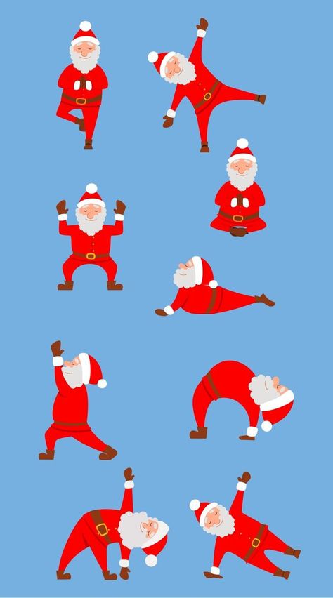 Pilates Christmas, Poses Christmas, Merry Christmas Illustration, Kids Yoga Games, Santa Activity, Santa Claus Illustration, Santa Illustration, Christmas Wishes Greetings, Christmas Yoga