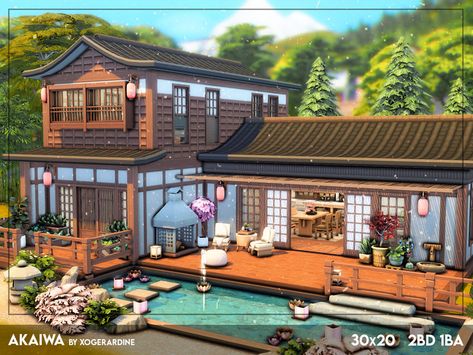 Sims Asian House, Japanese Cottagecore House, Japanese Mansion Bloxburg, Traditional Japanese Home Layout, Japanese Style House Sims 4, Sims 4 Japanese Family House, Sims 4 Japanese Mansion, Sims 4 Zen Garden, Sims 4 Asian Build