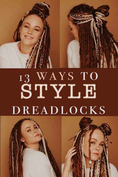 Long Partial Dreadlocks, Double Ended Dreads Style, How To Wear Dreads Up, Hairstyle With Dreadlocks, White Women Dreads Hairstyles, Half Head Synthetic Dreads, Braid Dreads For Women, Professional Dreadlock Hairstyles, Boho Synthetic Dreads