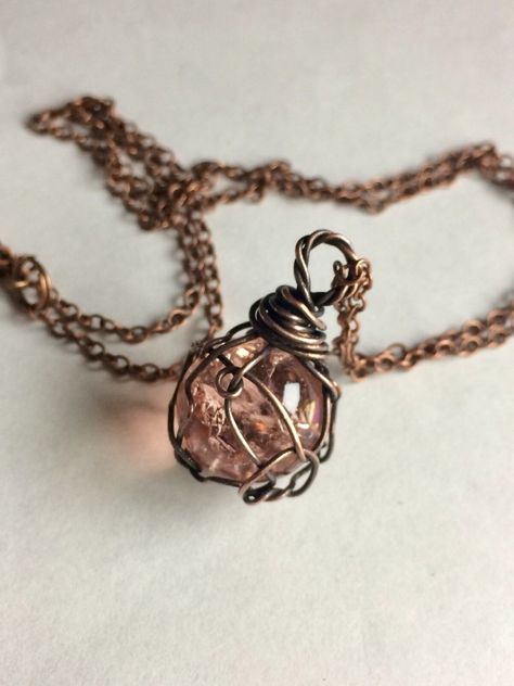 Glass Crystal Ball Pendant which I Wire Wrapped in Copper Wire and Antiqued it is a little over 1/2 “ in Diameter it the perfect Focus Tool on the go it comes on a 18” Long Cable Chain with Lobster Clasp Copper Wire Crafts, Artisan Jewelry Necklaces, Craft Booth, Diy Wire Jewelry, Handcrafted Artisan Jewelry, Wire Weaving, Ball Pendant, Wire Art, Glass Crystal