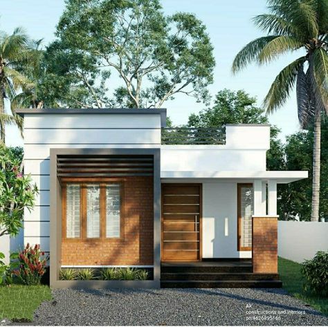 One Storey House Exterior, Small One Storey House, One Storey Modern House Design, Simple House Exterior Design, Small House Design Ideas, Small House Exteriors, Building A Small House, Small Modern House Plans, One Storey House