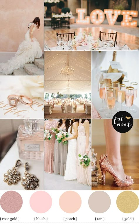 Rose Gold Wedding Color Palette,rose blush gold wedding theme, www.MadamPaloozaEmporium.com www.facebook.com/MadamPalooza Wedding Color Scheme, Gold Wedding Colors, Gold Wedding Theme, Blush Gold, Wedding Palette, Wedding Theme Colors, Rose Blush, Theme Color, Wedding Color Palette