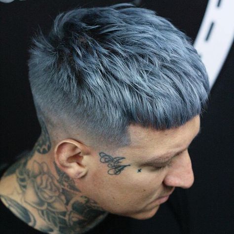 Exeter, Tattoos, Textured Crop, Skin Fade, Grey Hair, Ear Tattoo, Behind Ear Tattoo, Bride Groom, Hair Color