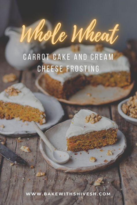 This Whole wheat carrot cake is delicious, heart-warming, and it feels you with so many emotions in the first bite that you will be thanking me endlessly for the recipe. It is healthy as well so try it out! #CarrotCake #Baking #CakeRecipe #Easy Whole Wheat Carrot Cake, Cooking Shooking, Bake With Shivesh, Best Carrot Cake, Cake Printing, Delicious Cream, Carrot Cake Recipe, Heart Warming, Cake With Cream Cheese