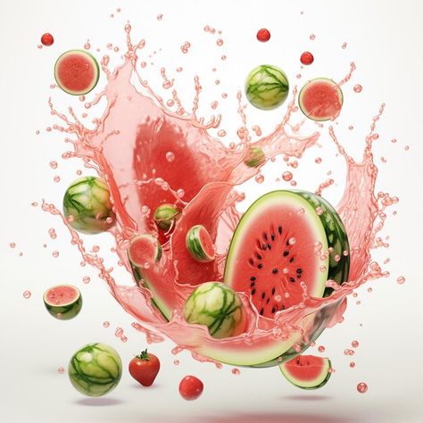 Beautiful splash water with watermelon Check more at https://freepik.com/premium-ai-image/beautiful-splash-water-with-watermelon_100058909.htm/ Watermelon, Water, Pins, Quick Saves