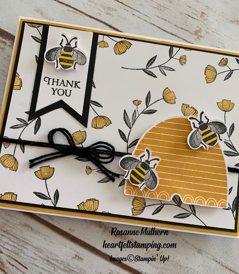 Honey Bee Thank You - Heartfelt Stamping Cards With Bees, Stampin Up Honey Bee, Honey Bee Home, Bee Cards, Wink Of Stella, Flower Stamp, Fancy Fold Cards, Butterfly Cards, Stamping Up Cards