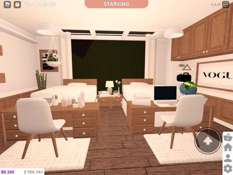 Bloxburg Bedroom For 2, Small School Ideas Bloxburg, Bloxburg Homeschool Room Ideas, Bloxburg College Dorm, Bloxburg Living Room Ideas No Gamepasses, Bloxburg Dorm Ideas, Bloxburg School, Bloxburg Rooms, Bloxburg Bedroom