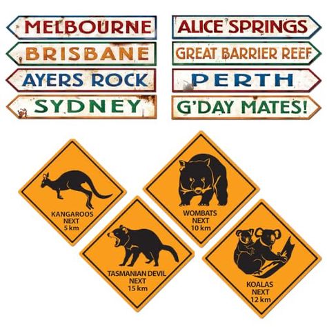 Australian Road Signs, Australian Party, Spider Theme, Moving To Australia, Alice Springs, Inspirational Wall Decor, Candle Mirror, Party Bundles, Tasmanian Devil