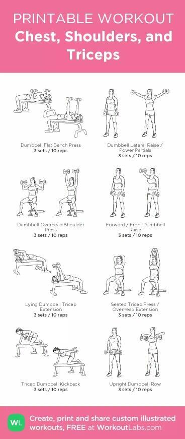 Chest Shoulder Tricep Workout, Shoulder Tricep Workout, Chest And Tricep Workout, Chest Workout Women, Fitness Studio Training, Tricep Workout, Printable Workout, Gym Workout Plan For Women, Monday Workout