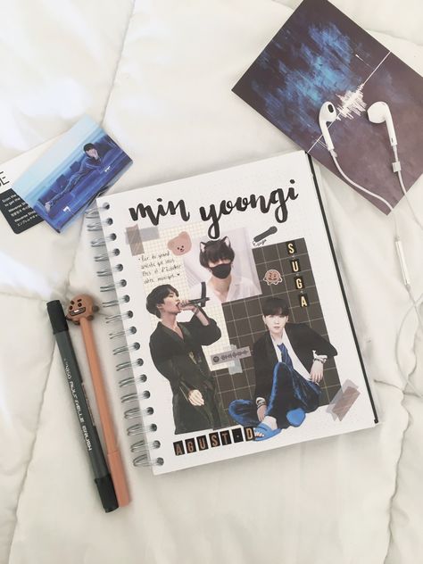 Min Yoongi Journal Ideas, Suga Journal Ideas, Bts Diary, Bts Journal, Kpop Journal, School Creative, Bullet Journal Aesthetic, Bullet Journal Diy, Bullet Journal Design Ideas