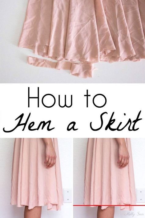 How to hem a skirt to make sure that you don't end up with an uneven hem. Sewing Basics, Couture, Sewing Lessons, Beginner Sewing Projects Easy, Techniques Couture, Sewing Skirts, Hem Skirt, Sewing Projects For Beginners, A Skirt