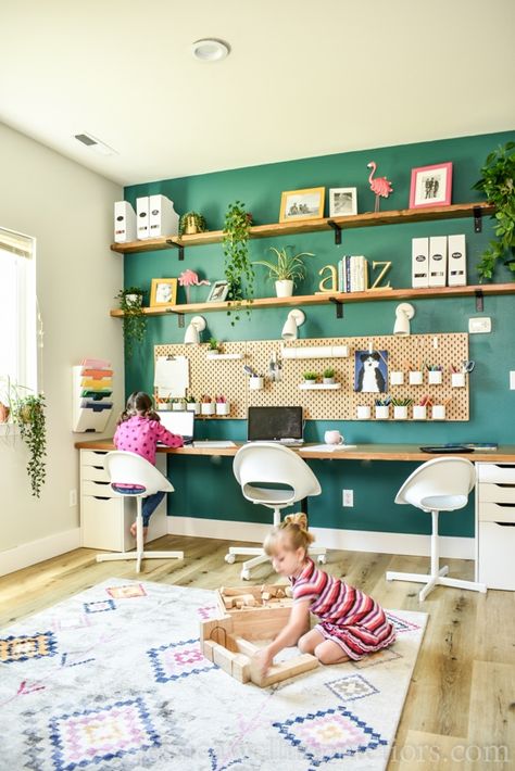 Diy School Desk, Study Room Kids, Homeschool Room Design, Lego Bedroom, Homework Room, Diy School, Bar Basement, Ikea Kids, School Desk