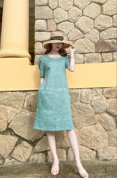 Long Shirt Outfits, Linen Style Fashion, Simple Frock Design, Cotton Short Dresses, Girls Dress Sewing Patterns, Frock Fashion, Pattern Dress Women, Fashion Top Outfits, Linen Fashion