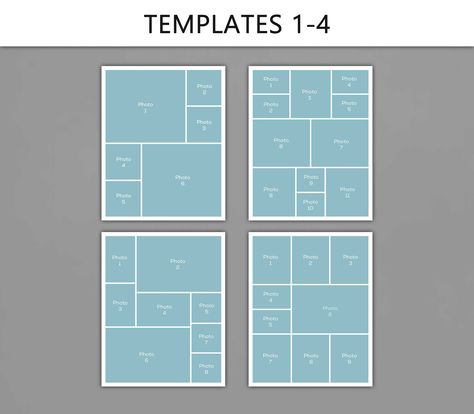 8 Photo Collage Template, Digital Photo Collage, Photoshop Program, Mosaic Moments, Design Scrapbook, Storyboard Template, Picture Layouts, Image Collage, Photography Templates