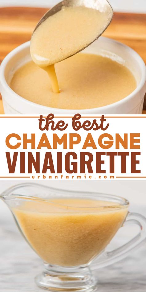 The BEST Champagne Vinaigrette ever! This champagne vinegar salad dressing is a simple condiment recipe with classic ingredients. Light and refreshing, this homemade dressing for salads is also elegant enough for special occasions! Champagne Dressing Salad, Red Wine Salad Dressing, Salad Dressing With Champagne Vinegar, Champagne Salad Dressing Recipe, Pappadeaux Creamy Vinaigrette Dressing, Creamy French Dressing Recipe, Best Salad Dressing Recipe Healthy, Champagne Dressing Recipe, Onion Vinaigrette Dressing