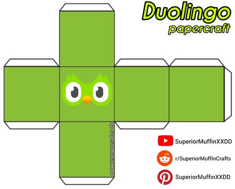 Duolingo Owl Cube Papercraft [By: SuperiorMuffinXXDD] Duolingo Owl, Printable Paper Toys Templates, Papercraft Templates Printables, Cube Template, Paper Toy Printable, Paper Cube, Paper Doll Printable Templates, Hello Kitty Crafts, Paper Toys Template