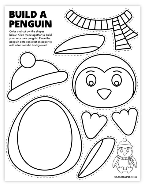 Penguin Crafts, Penguin Craft, Free Printable Crafts, January Crafts, December Crafts, Christmas Worksheets, Preschool Arts And Crafts, Winter Crafts For Kids, Daycare Crafts