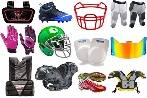 A List of American Football Protective Gear and Equipment Football Protective Gear, Protection Gear, Football Gear, Football Quotes, Soccer Goal, Football Equipment, Flag Football, Football Wallpaper, Sports Gear